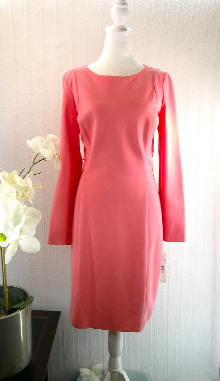 Antonio Melani Salmon Pink Long Sleeve Bodycon Dress Size 10 NWT RTL $159